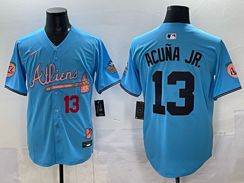 Men Atlanta Braves Nike #13 Acuna jr Light blue 5th generation Joint Name 2025 MLB Jersey 04->atlanta braves->MLB Jersey